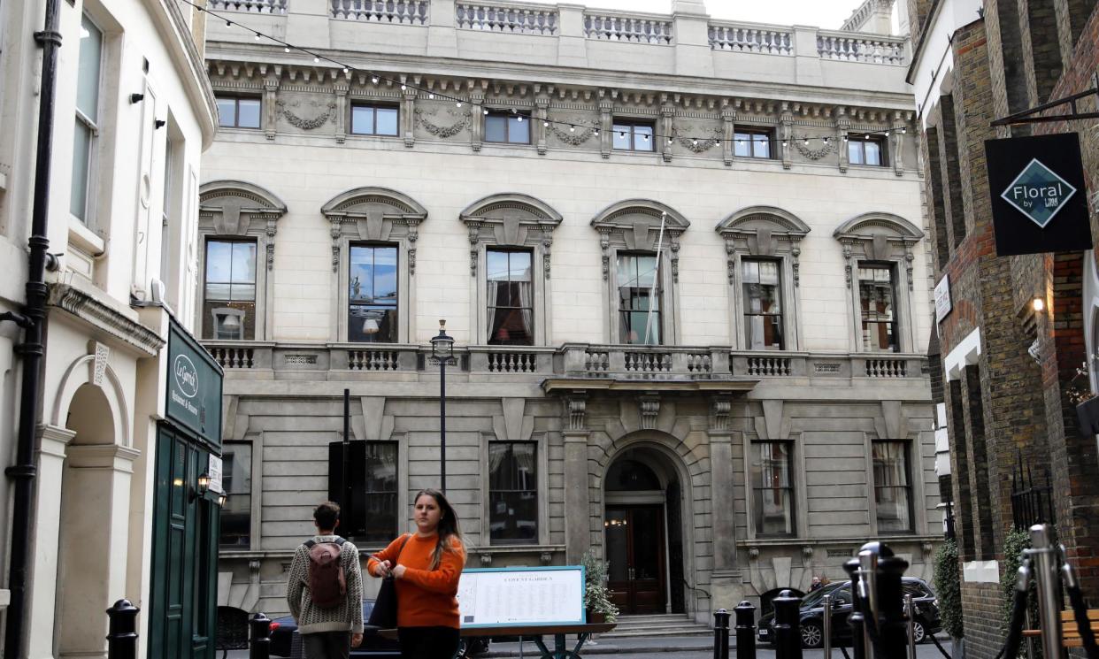 <span>The exterior of the private members' Garrick Club in London's West End.</span><span>Photograph: Tolga Akmen/AFP/Getty Images</span>