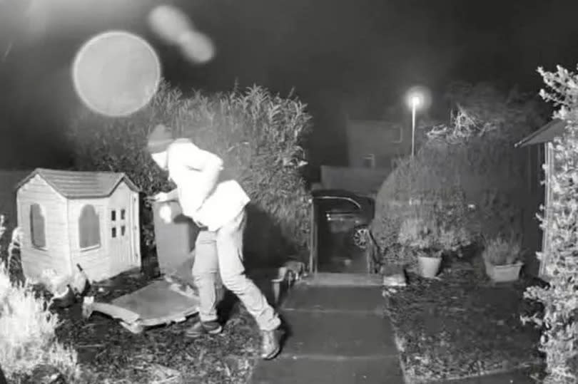 The man was caught on CCTV lurking in gardens