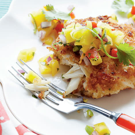 Crispy Crab Cakes with Mango-Pineapple Salsa