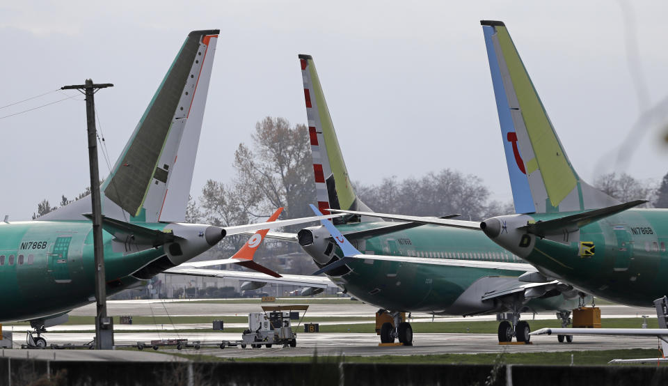 In this November 14, 2018, file photo Boeing 737 MAX 8 planes are parked near Boeing Co.’s 737 assembly facility in Renton, Washington. Source: AP/File