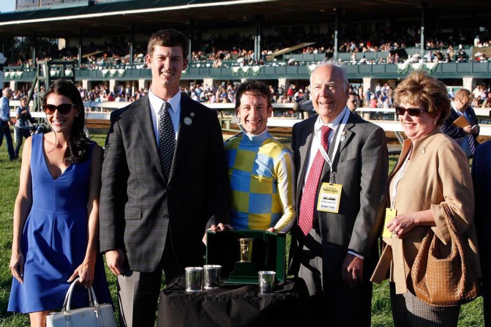 Jockey Julien Leparoux, center, has ridden in the Kentucky Derby 14 times without finishing in the top three.