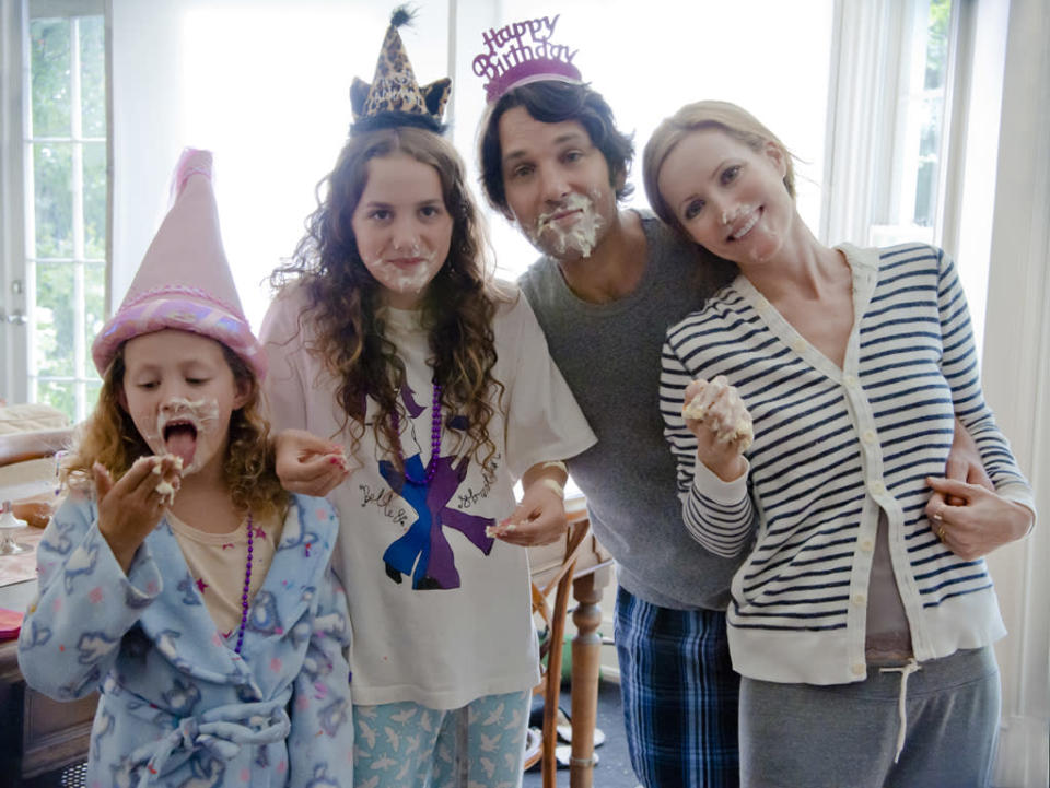 Iris Apatow, Maude Apatow, Paul Rudd and Leslie Mann in Universal Pictures' <a href="http://movies.yahoo.com/movie/this-is-40/" data-ylk="slk:This is 40;elm:context_link;itc:0;sec:content-canvas" class="link ">This is 40 </a>- 2012