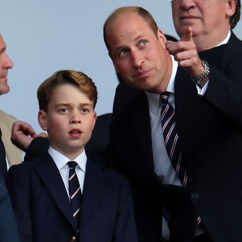 <p>Richard Pelham/Getty</p> Prince George and Prince William