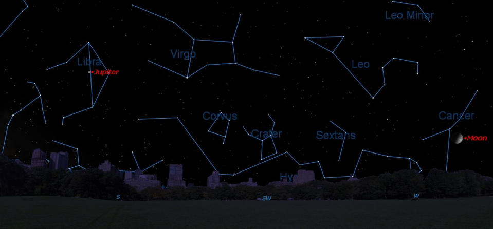 The moon, Jupiter and the sun are nowhere near Virgo on April 23 — the least of the many reasons we're not on the verge of the Rapture. <cite><a href="http://www.starrynight.com" rel="nofollow noopener" target="_blank" data-ylk="slk:Starry Night;elm:context_link;itc:0;sec:content-canvas" class="link ">Starry Night</a> software</cite>