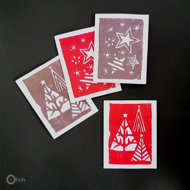 <p>Print up a stack of cards in no time flat (and no wasted printer ink) with a custom stamp, created by cutting out designs from a piece of foam. </p><p><em><a href="http://www.ohohblog.com/2014/12/stamped-greeting-cards.html" rel="nofollow noopener" target="_blank" data-ylk="slk:See more at Oh Oh Deco »" class="link rapid-noclick-resp">See more at Oh Oh Deco »</a></em><br></p>