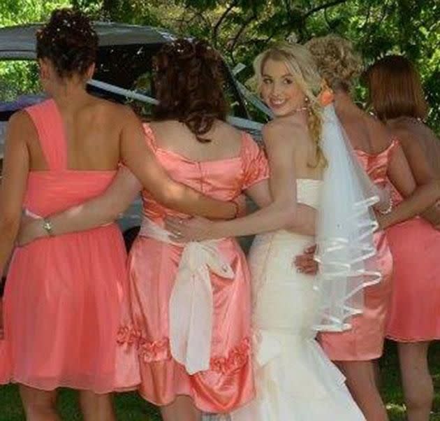 Alex with her bridesmaids in 2012. Source: Facebook.