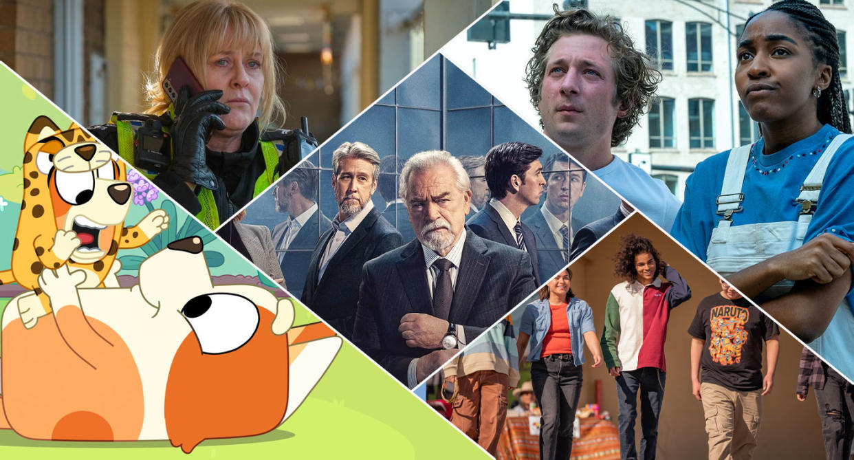 The best TV of 2023 includes Happy Valley, The Bear, Reservation Dogs, Bluey and Succession. (BBC/Disney+/Sky/HBO)