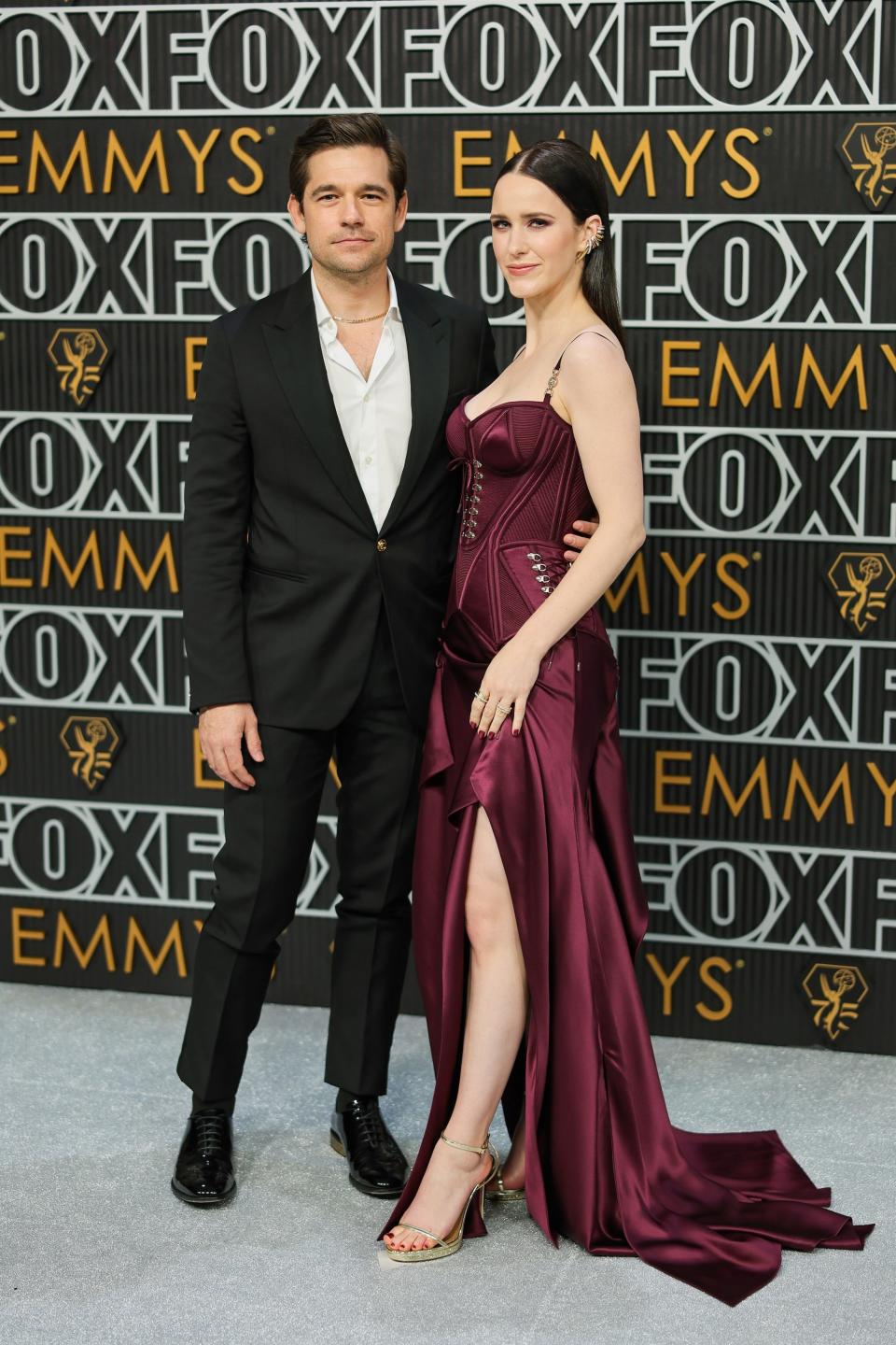 Jason Ralph and Rachel Brosnahan attend the 2024 Emmy Awards.