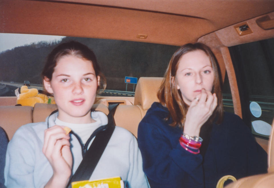 two siblings in the car