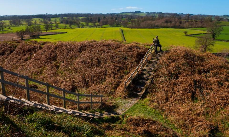 The ramparts of Old Oswestry hill fort, Shropshire.