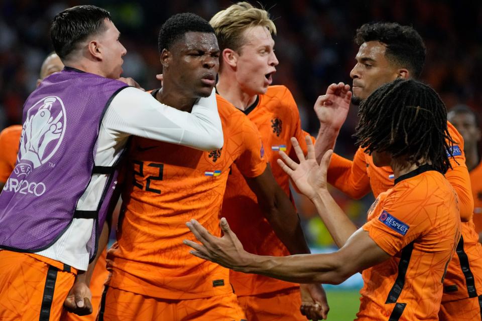 Denzel Dumfries’ late header decided a Euro 2020 thriller between the Netherlands and Ukraine (POOL/AFP via Getty Images)