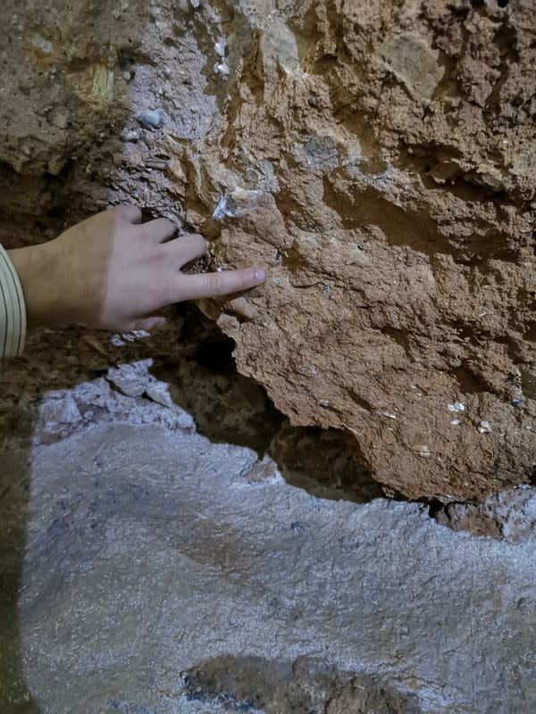 The location inside cave Tam Ngu Hao 2, also known as Cobra Cave, in northeastern Laos, where a molar attributed to the extinct human species called the Denisovans was found