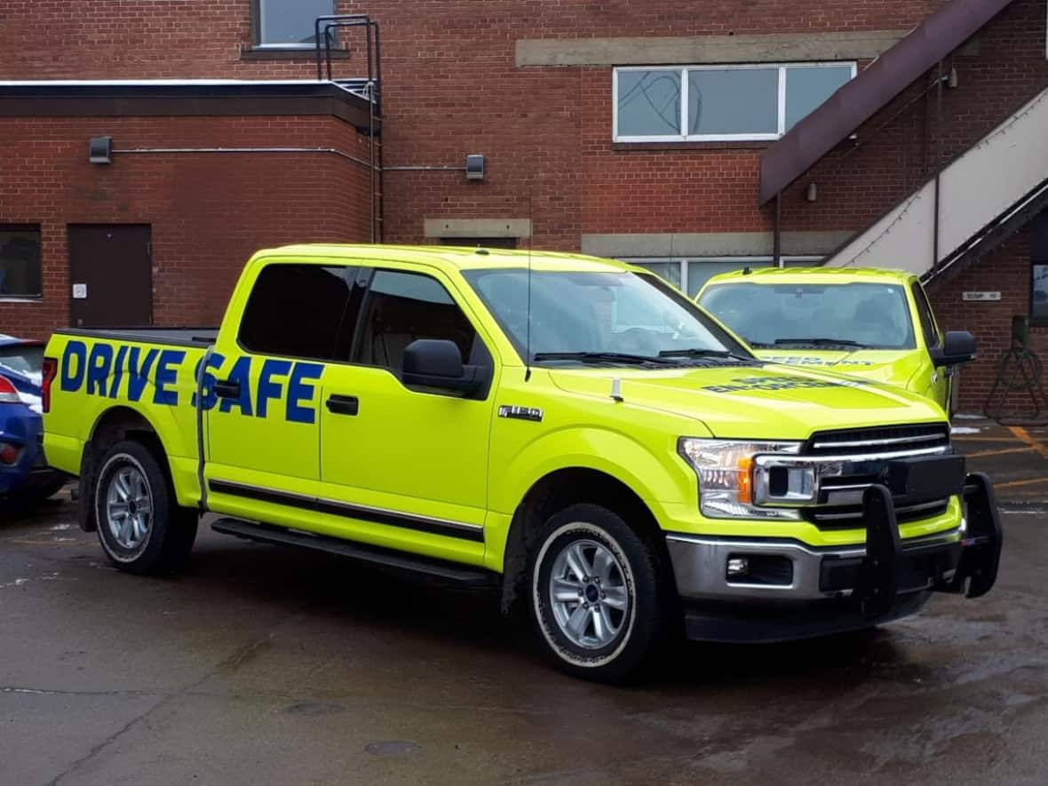 New provincial limits on photo radar will require all vehicles to be clearly marked, such as this speed enforcement truck in Edmonton. (Submitted by City of Edmonton - image credit)