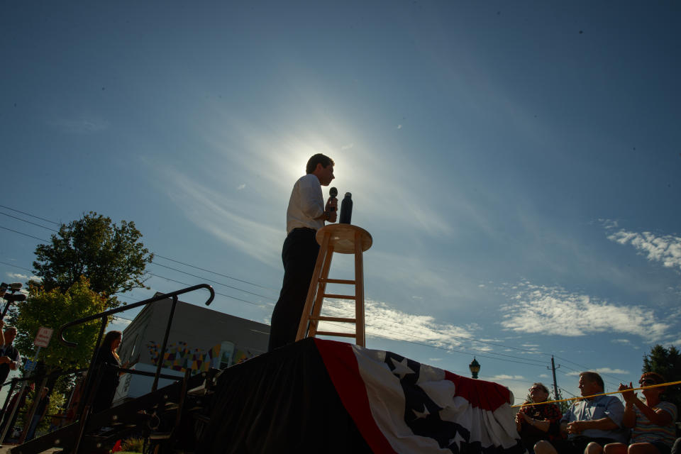 South Bend, Indiana Mayor Pete Buttigieg, who is running for the Democratic nomination for president of the United States, campaigns in Clinton, Iowa. Buttigieg was on a four day campaign bus tour of Iowa. (Photo:Jeremy Hogan/SOPA Images/LightRocket via Getty Images)