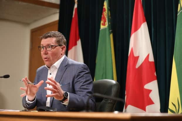 Premier Scott Moe says the province has talked to Ottawa about increasing vaccinations, rapid testing, and drug treatments used to help treat COVID-19. (Matt Duguid/CBC Saskatchewan - image credit)