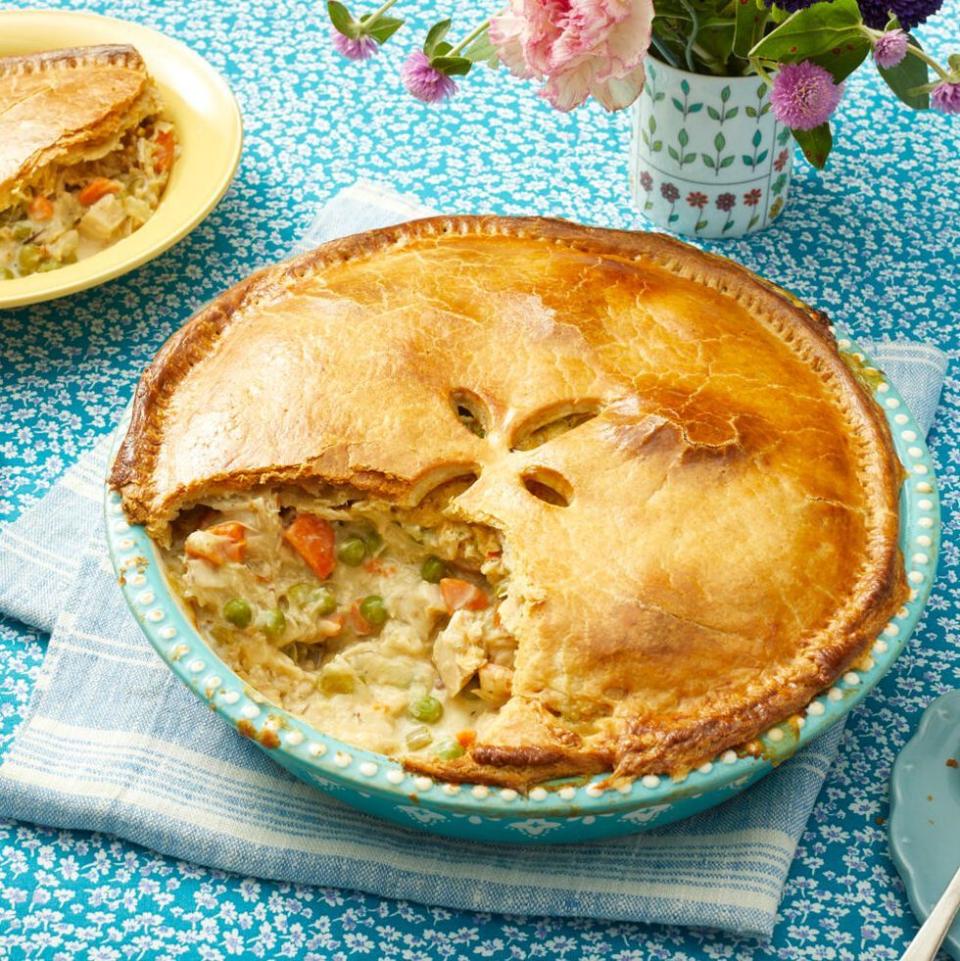 <p>This Southern-style pot pie is made with turkey instead of chicken so it's perfect for Thanksgiving. Serve it as a fun alternative main course for your holiday feast. </p><p><a href="https://www.thepioneerwoman.com/food-cooking/recipes/a10833/leftover-turkey-pot-pie-recipe/" rel="nofollow noopener" target="_blank" data-ylk="slk:Get Ree’s recipe.;elm:context_link;itc:0;sec:content-canvas" class="link "><strong>Get Ree’s recipe.</strong></a></p>