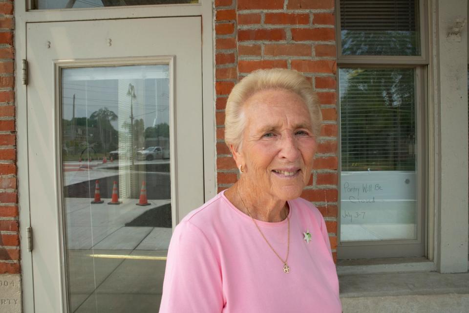 Nan Tulchinsky poses for a portrait outside of the Northeast Neighborhood Food Pantry in South Bend, on June 28, 2023. 