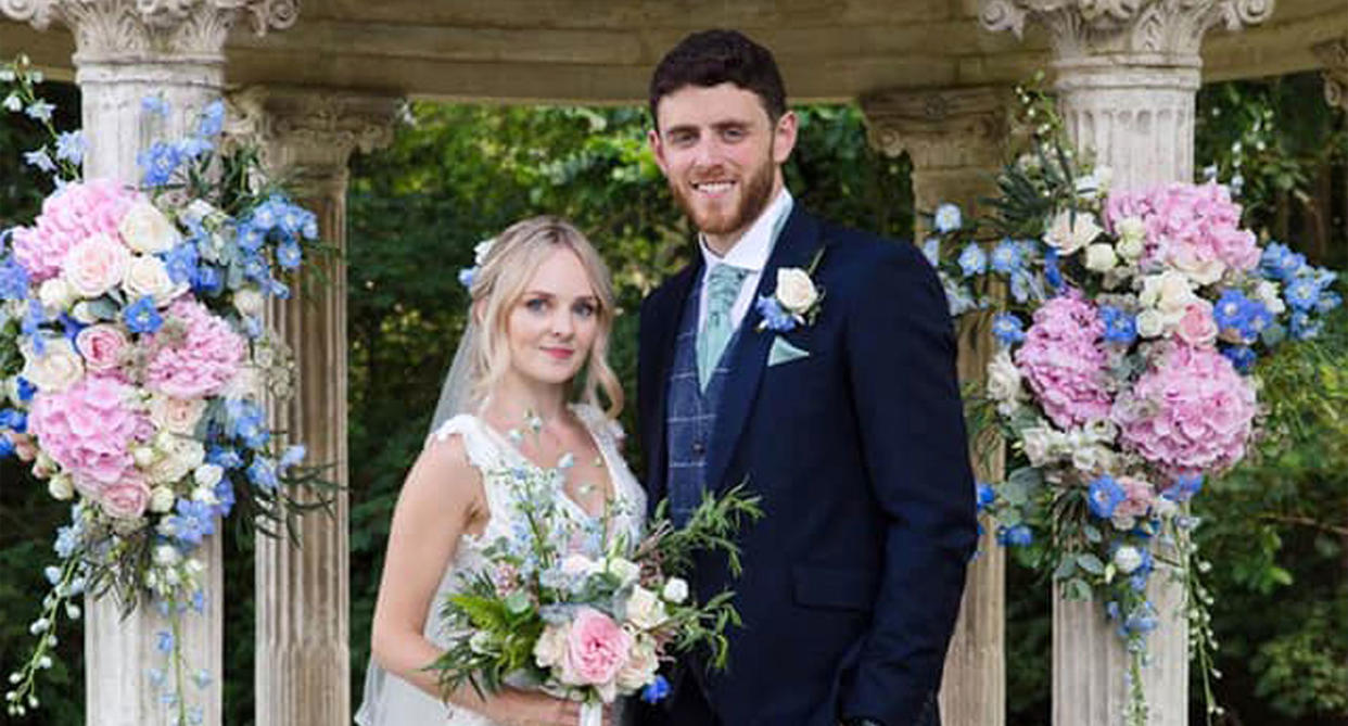 Andrew Harper and wife Lissie on their wedding day last month (PA)