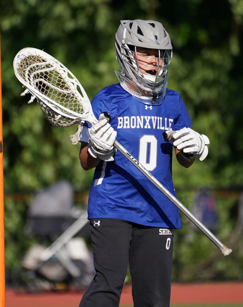 Bronxville's Olivia Shinsato (0) in action during their 13-3 win over Briarcliff in the Section 1 Class D  championship game at Nyack High School in Nyack on Thursday, May 25, 2023.