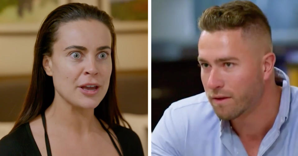 L: MAFS contestant Bronte Schofield. R: MAFS contestant Harrison Boon