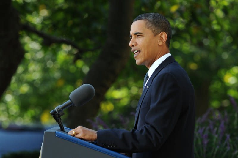 U.S. President Barack Obama makes a statement after he was announced as the winner of the Nobel Peace Prize in the Rose Garden of the White House in Washington on October 9, 2009. File Photo by Roger L. Wollenberg/UPI