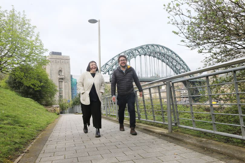 Dr Rebecca Prescott and Dr Alexander Wilson at the official launch of the Tyne Derwent Way in Gateshead.