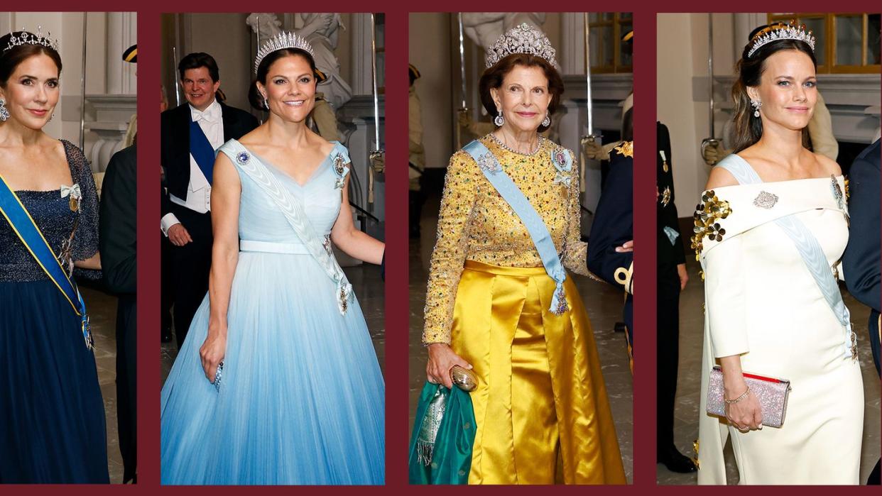 tiaras at king carl gustaf's golden jubilee banquet