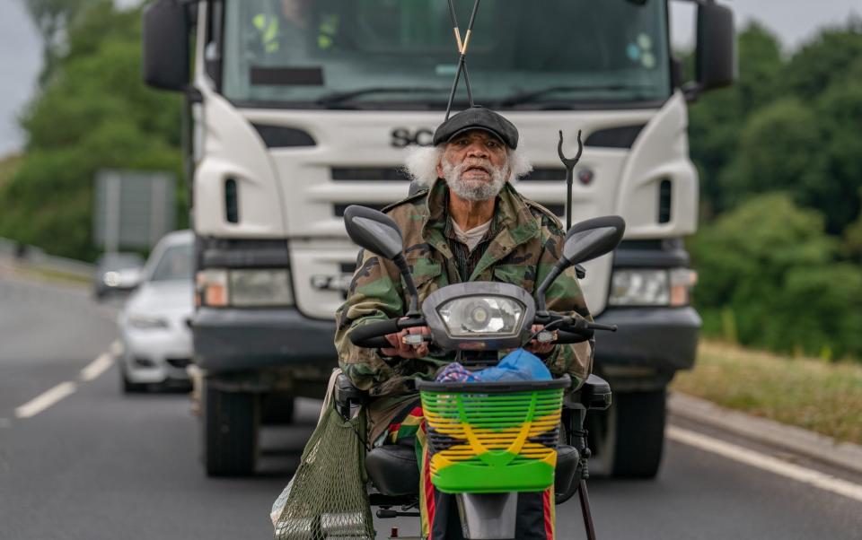 It is not known whether the original film’s star stripper, Barrington “Horse” Mitchell, played by Paul Barber - shown driving a mobility scooter - will be getting his kit off again - Ben Blackall