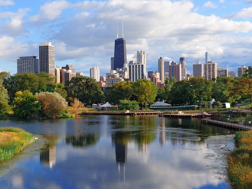 Chicago skyline Lincoln Park