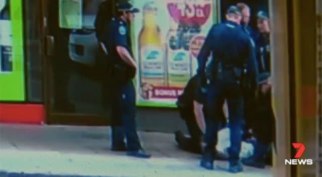 CCTV of the arrest. Picture: 7 News