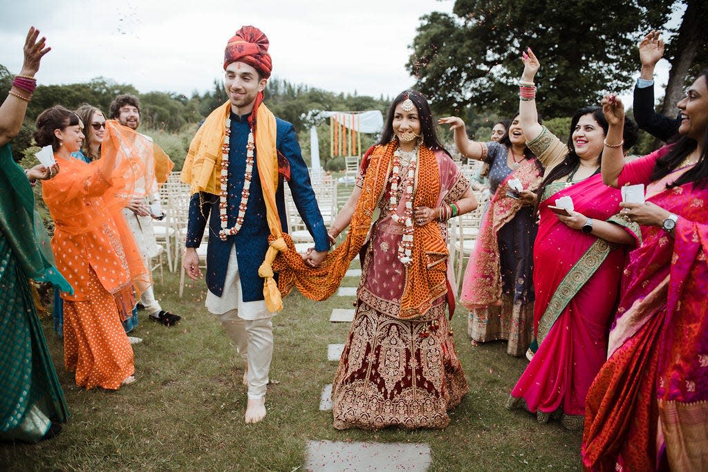 Alastair Spray and Angie Tiwari at their Scottish-Indian fusion wedding.