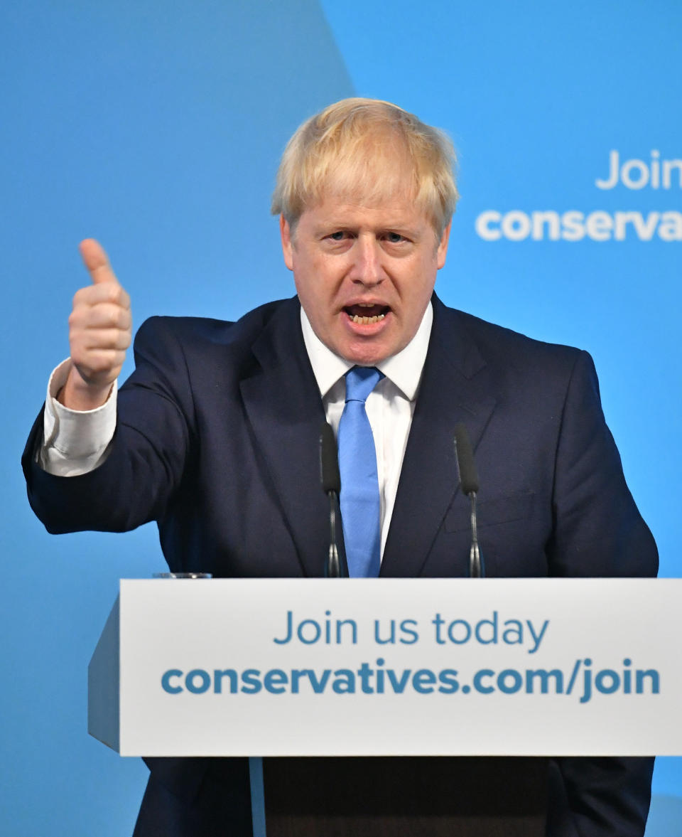 Boris Johnson speaks at the Queen Elizabeth II Centre in London after being announced as the new Conservative party leader and next Prime Minister.