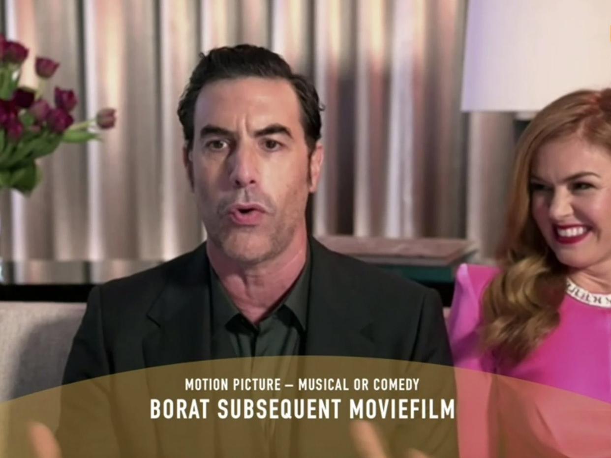 Sacha Baron Cohen wins a Golden Globe for Borat Subsequent Moviefilm (NBC)