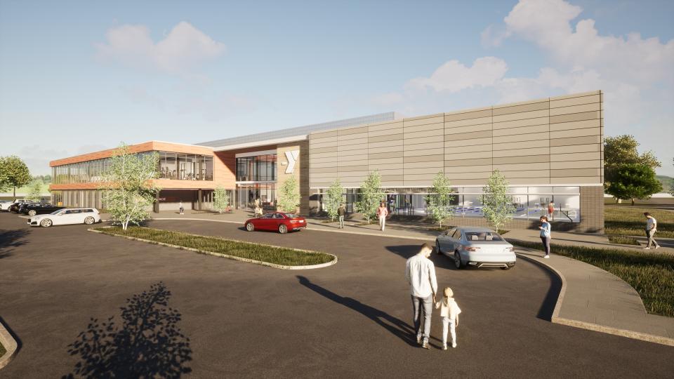 This rendering of the new Muncie YMCA building planned for the Muncie Central High School campus shows the exterior to be built near Columbus and Walnut streets.