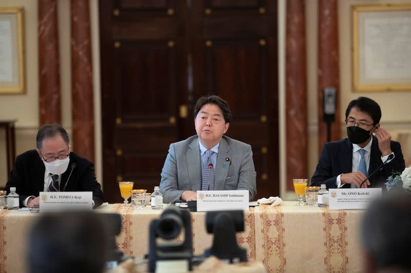 Secretary of State Antony Blinken and Commerce Secretary Raimondo host Japan Foreign Ministers at State Department in Washington