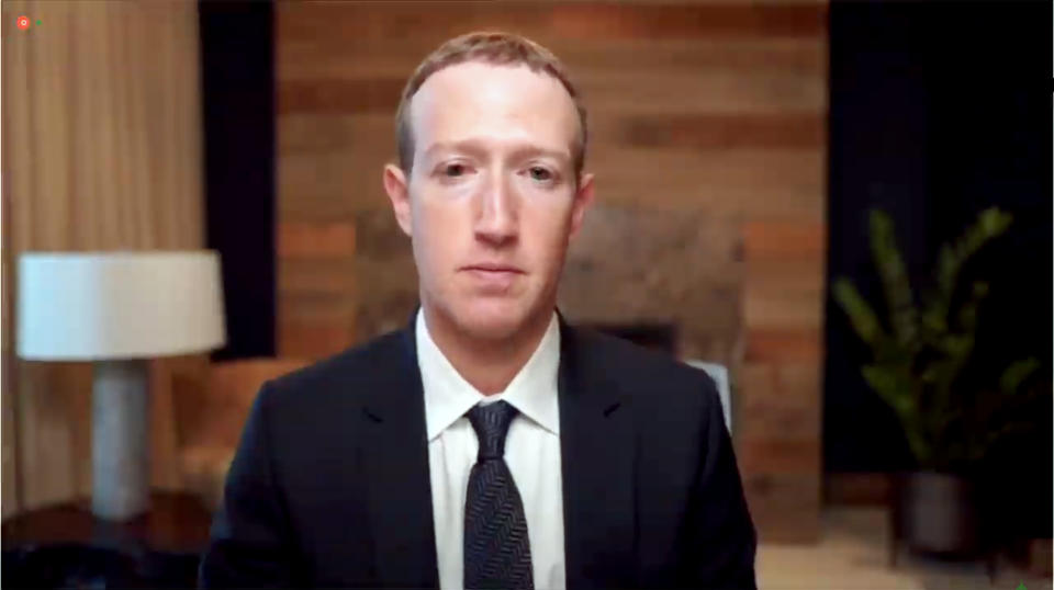  Mark Zuckerberg, Chairman and Chief Executive Officer, Facebook, gives virtual testimony before the United States House Committee on Energy and Commerce Subcommittee on Communications and Technology and the Subcommittee on Consumer Protection and Commerce of the Committee on Energy and Commerce joint hearing titled, 