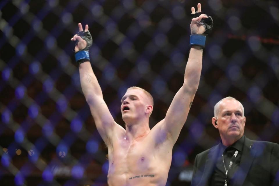 Ian Machado Garry celebrating his win over Neil Magny in August (Getty Images)