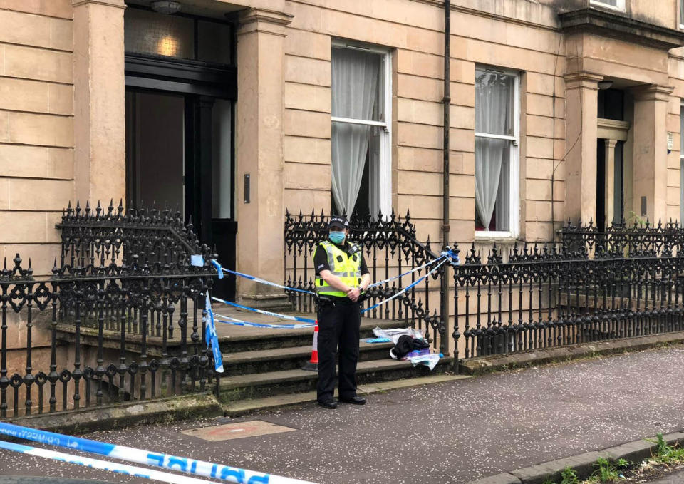 Police activity in West Princes Street in the Woodlands area of Glasgow following the death of pensioner Esther Brown whose body was found in her flat in suspicious circumstances. Picture date: Thursday June 3, 2021.