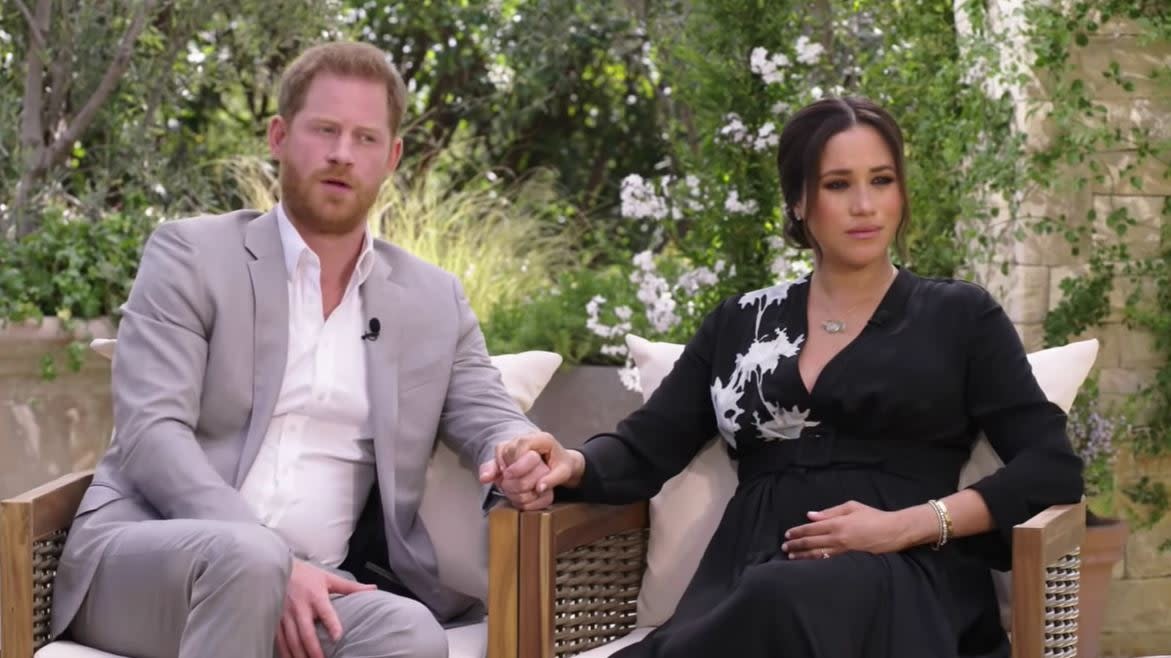 <p>Harry and Meghan will discuss stepping back from royal life in an interview with Oprah Winfrey</p> (CBS)