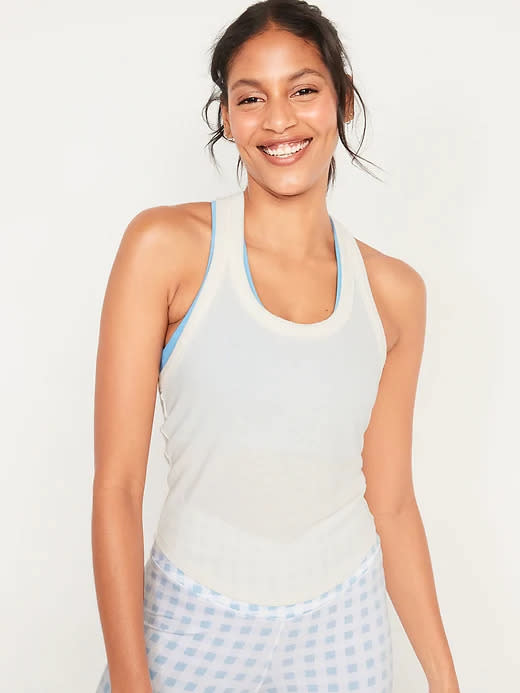 UltraLite Racerback Rib-Knit All-Day Tank Top. Image via Old Navy.