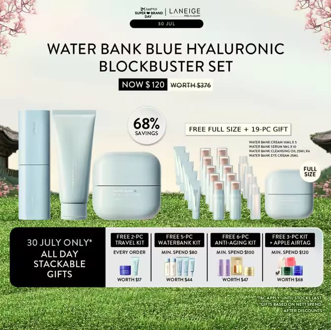 Laneige Water Bank Blue Hyaluronic Blockbuster Set. (Photo: Lazada SG)