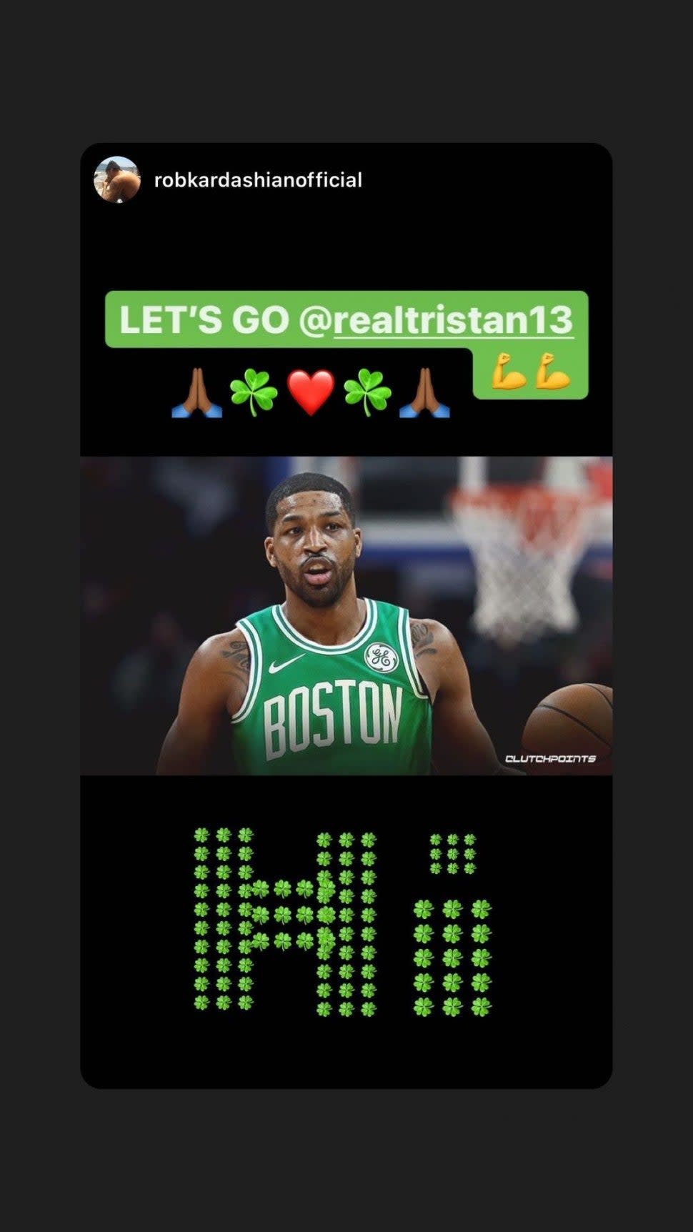 Rob Kardashian congratulates Tristan Thompson