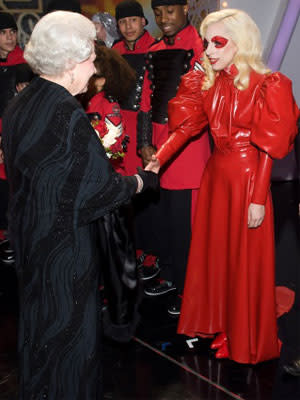 Lady Gaga meeting Queen Elizabeth II