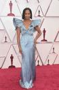 <p>Regina King embodied swan-like elegance in a pale-blue sculpted gown by Louis Vuitton.</p>