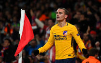 <p>Soccer Football – Europa League Semi Final First Leg – Arsenal vs Atletico Madrid – Emirates Stadium, London, Britain – April 26, 2018 Atletico Madrid’s Antoine Griezmann celebrates scoring their first goal REUTERS/Dylan Martinez </p>