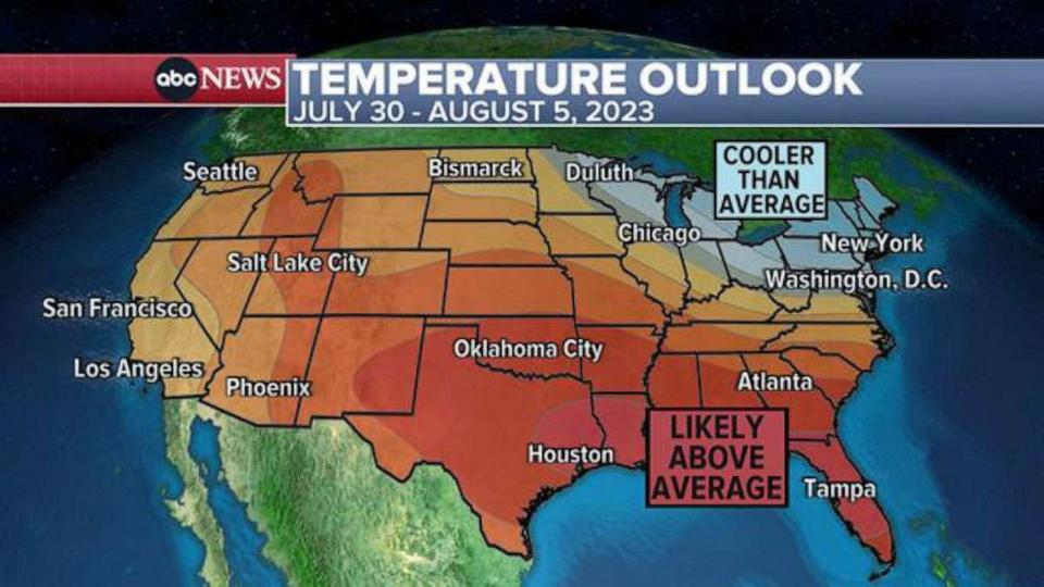 PHOTO: Temperature Outlook Map - July 30 - August 5, 2023 (ABC News)