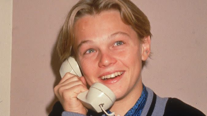 Leonardo DiCaprio Talks On Telephone, c. 1989.