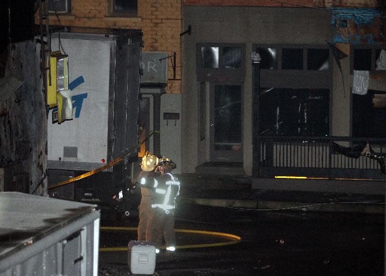 Firefighters responds to a blaze at Tyler Perry Studios in southwest Atlanta, Tuesday night, May 1, 2012. Atlanta fire officials say they have put out the 4-alarm blaze at the studio that damaged a building at the complex. Atlanta Fire Department spokesman Capt. Jolyon Bundrige says the fire happened before 9 p.m. Tuesday and there were no reports of injuries. (AP Photo/Atlanta Journal-Constitution, Curtis Compton)