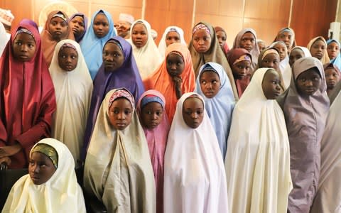 Released Nigerian school girls who were kidnapped from their school in Dapchi, in the northeastern state of Yobe - Credit:  PHILIP OJISUA/AFP