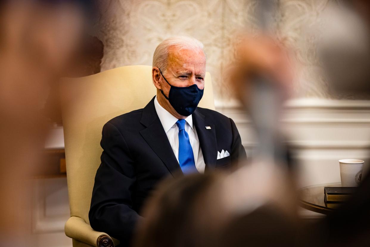 Joe Biden took questions from House Democrats on Wednesday as his Covid relief plan edges towards finish line. (Getty Images)